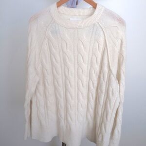 Aerie Cable Knit Crewneck Sweater – Cream
